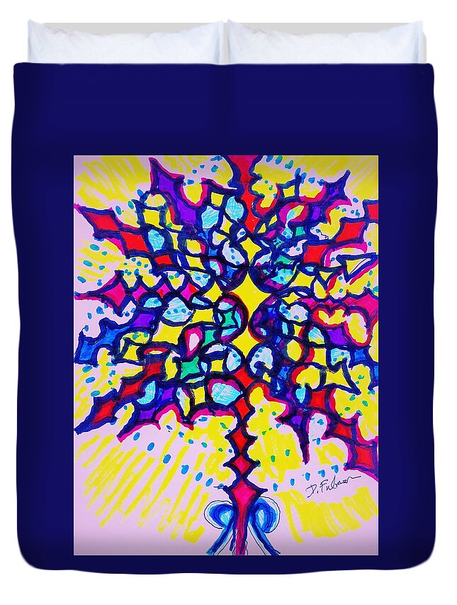 Abstract Duvet Cover featuring the drawing Hallelujah by Denise F Fulmer