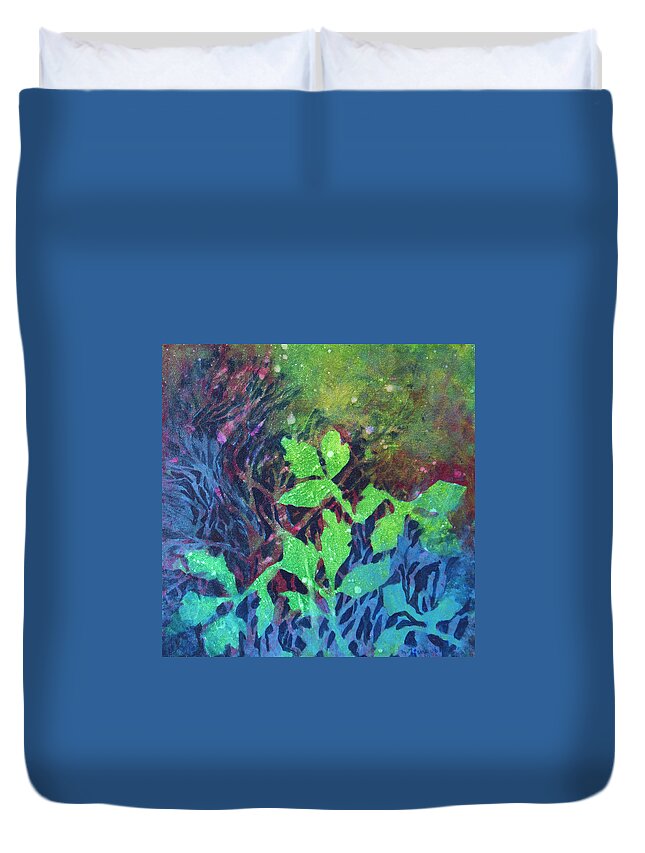 Autumn Leaves Duvet Cover featuring the painting Hang On by Milly Tseng