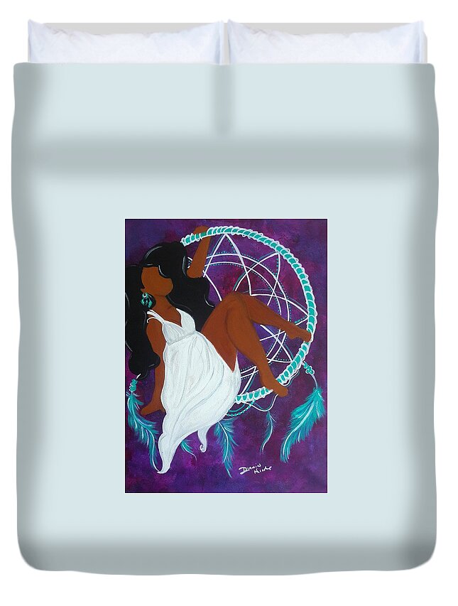 Dreamcatchers Duvet Cover featuring the painting Hang on to your DREAMS by Diamin Nicole