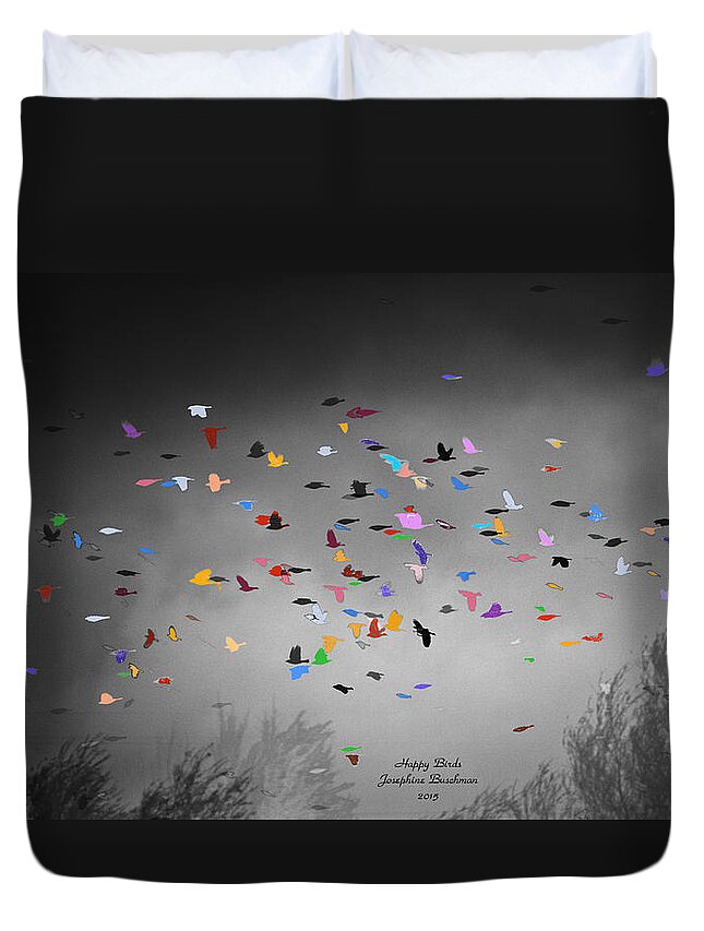 Birds Duvet Cover featuring the photograph Happy Birds  4410 by Josephine Buschman