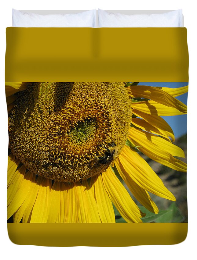  Duvet Cover featuring the photograph Happy Bumble Bee by Ron Monsour