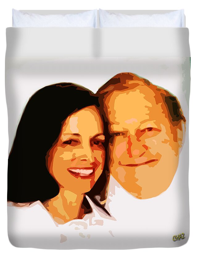Happiness Duvet Cover featuring the painting Happy Couple by CHAZ Daugherty