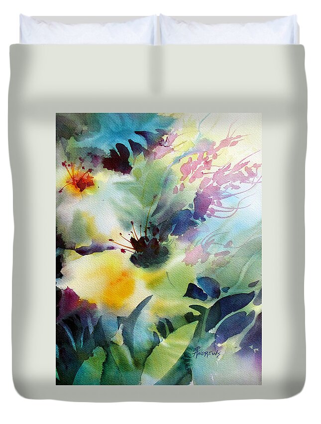 Watercolor Duvet Cover featuring the painting Happy Dance by Rae Andrews