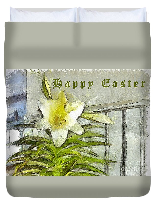 Easter Duvet Cover featuring the photograph Happy Easter Lily by Claire Bull