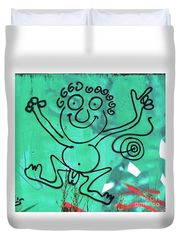 Graffitti Duvet Cover featuring the photograph Happy Guy by Carlos Amaro
