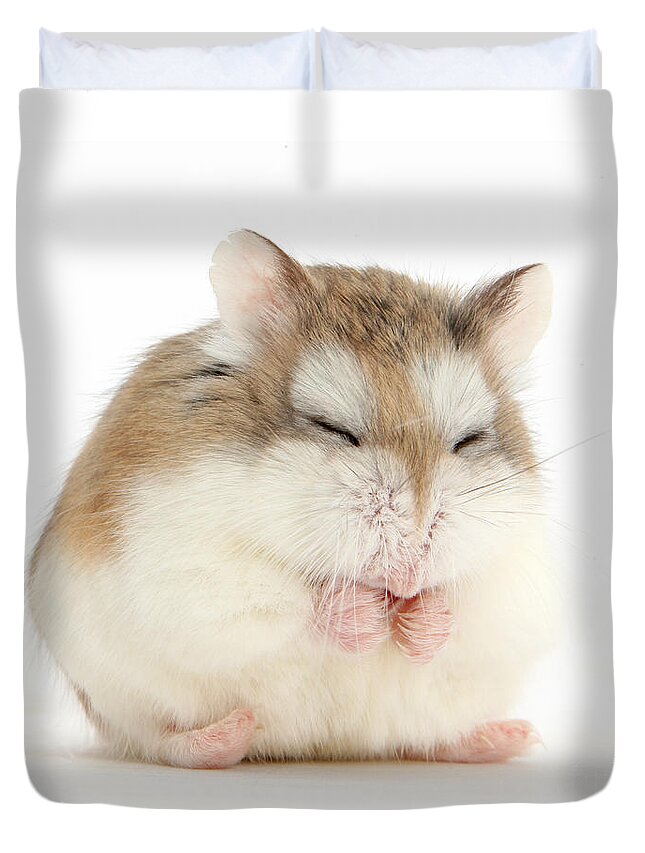 Roborovski Hamster Duvet Cover featuring the photograph Happy Hammy by Warren Photographic