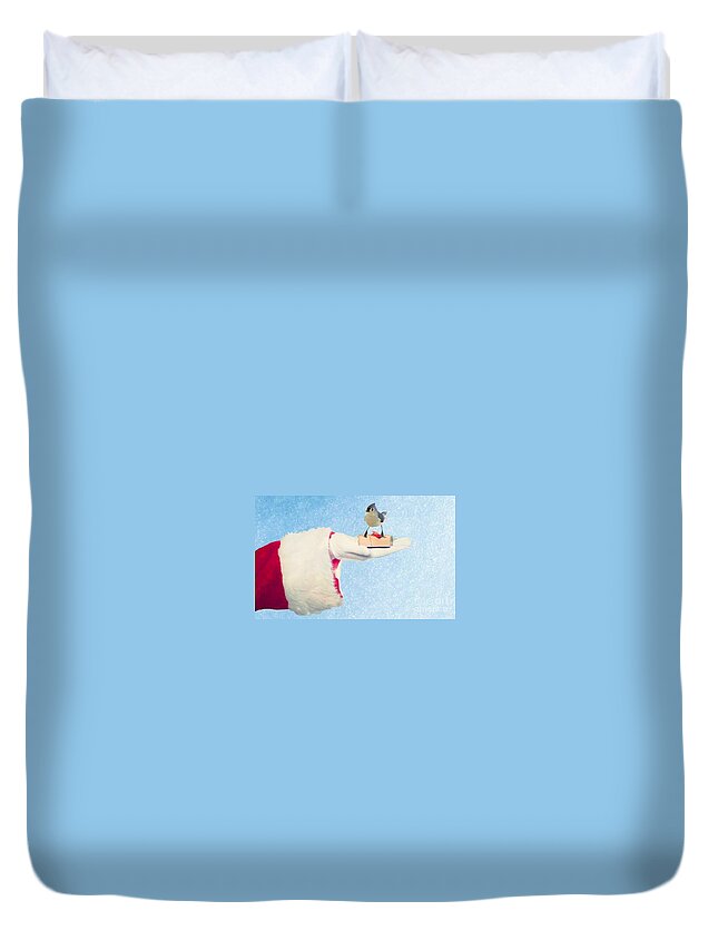 Titmouse Duvet Cover featuring the photograph Happy Holidays by Janette Boyd
