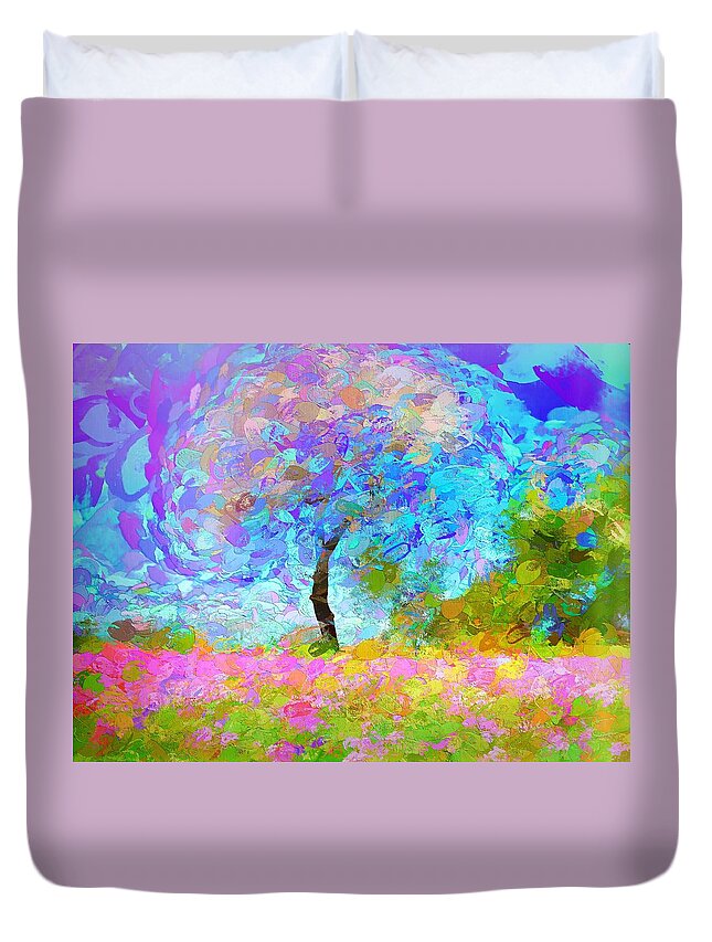 Happy Nature Duvet Cover featuring the painting Happy Nature by Maciek Froncisz