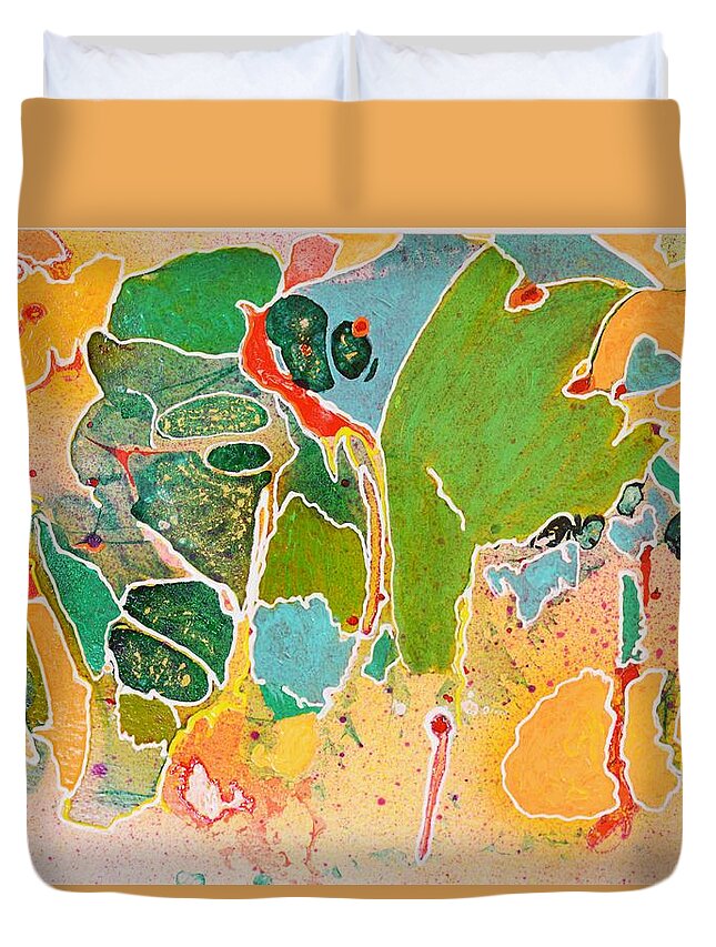 Colorful Duvet Cover featuring the painting Happy Spirits by Marianne Davidow