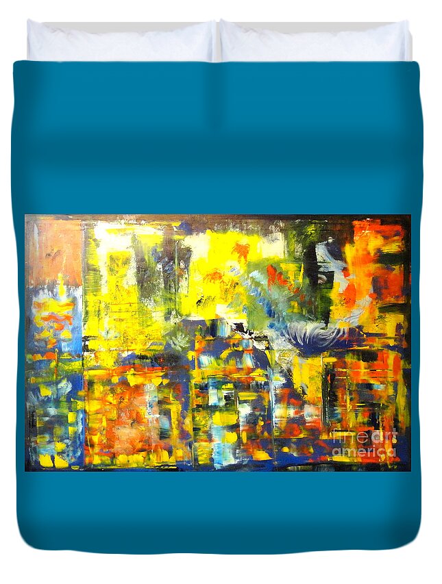 Abstract Duvet Cover featuring the painting Happyness and Freedom by Dagmar Helbig