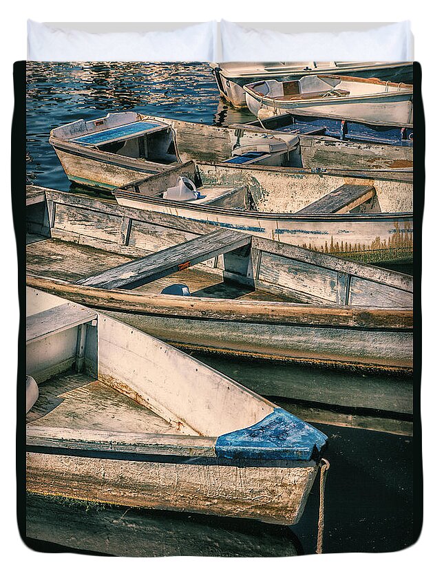 Boats Duvet Cover featuring the photograph Harbor Boats by Timothy Johnson