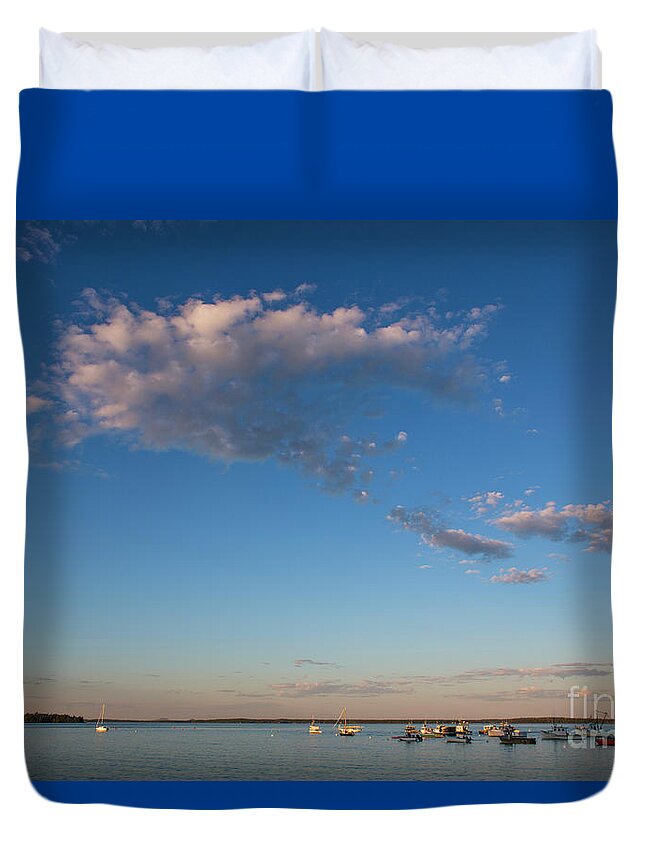 Maine Duvet Cover featuring the photograph Harbor in Lincolnville,Maine by Diane Diederich