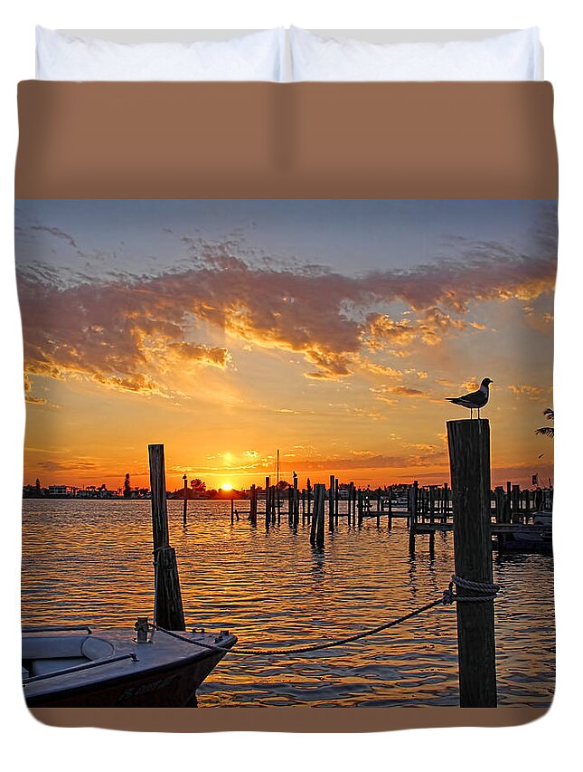 Cortez Florida Duvet Cover featuring the photograph Harbor Patrol by HH Photography of Florida