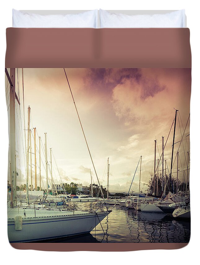 Boat Duvet Cover featuring the photograph Harbor by Radek Spanninger