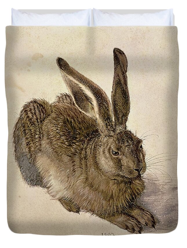 #faatoppicks Duvet Cover featuring the painting Hare by Albrecht Durer
