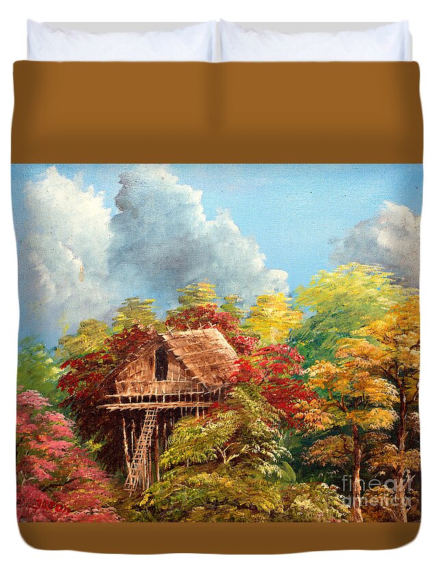 Landscape Duvet Cover featuring the painting Hariet by Jason Sentuf