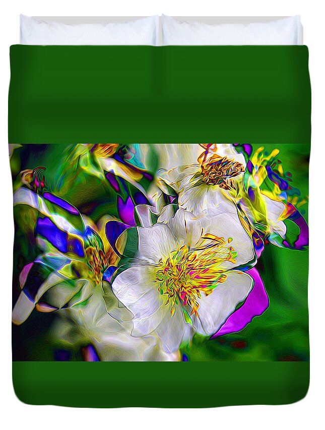 Rose Duvet Cover featuring the digital art Harlequin Rose by Lynellen Nielsen