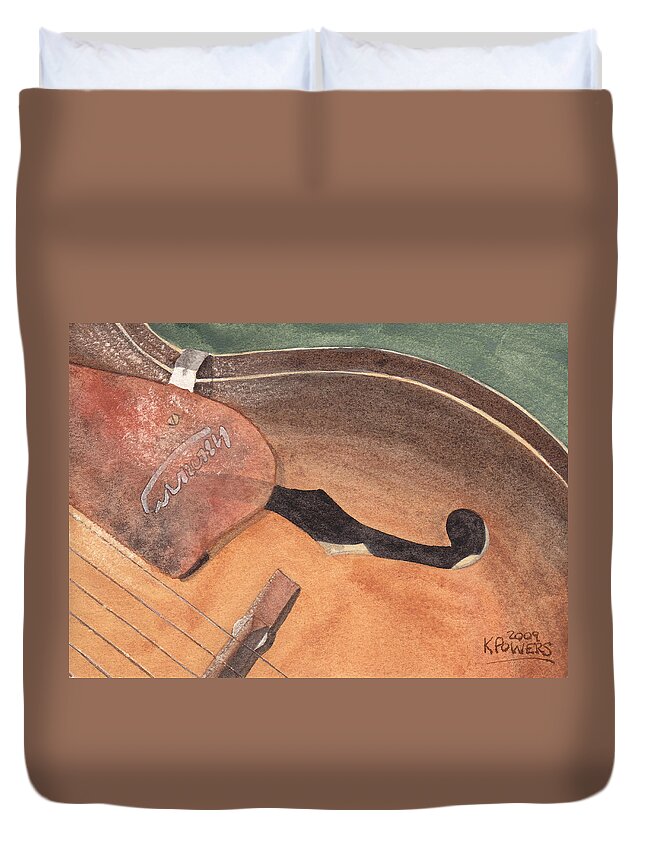 Guitar Duvet Cover featuring the painting Harmony by Ken Powers