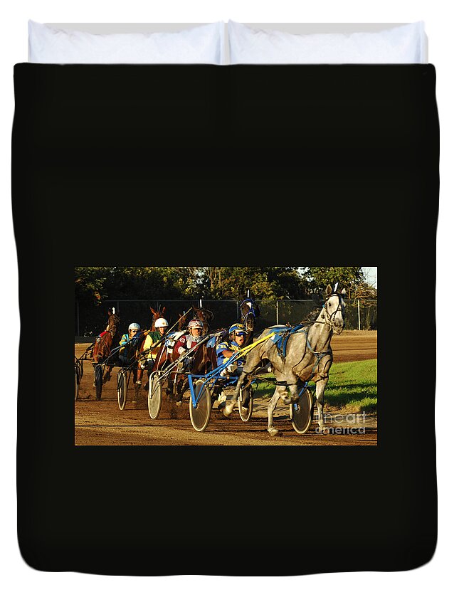 Harness Racing Duvet Cover featuring the photograph Harness Racing 11 by Bob Christopher