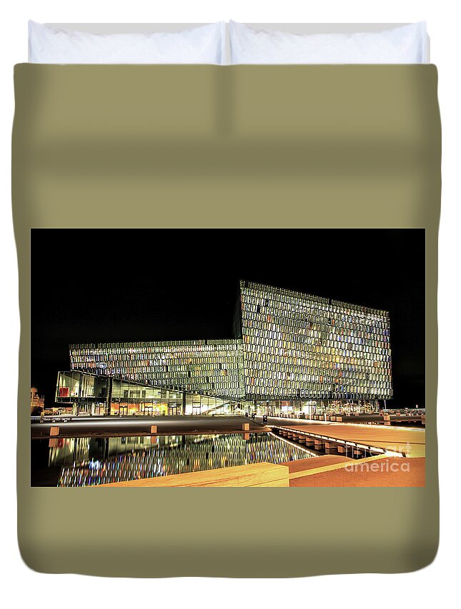 Harpa Duvet Cover featuring the photograph Harpa, Reykjavik by Jasna Buncic