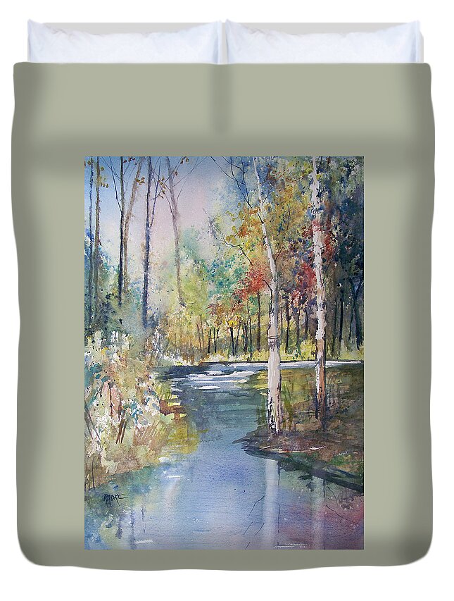 Ryan Radke Duvet Cover featuring the painting Hartman Creek Birches by Ryan Radke