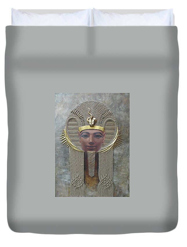 Hatshepsut Duvet Cover featuring the painting Hatshepsut. Female Pharaoh of Egypt by Valentina Kondrashova
