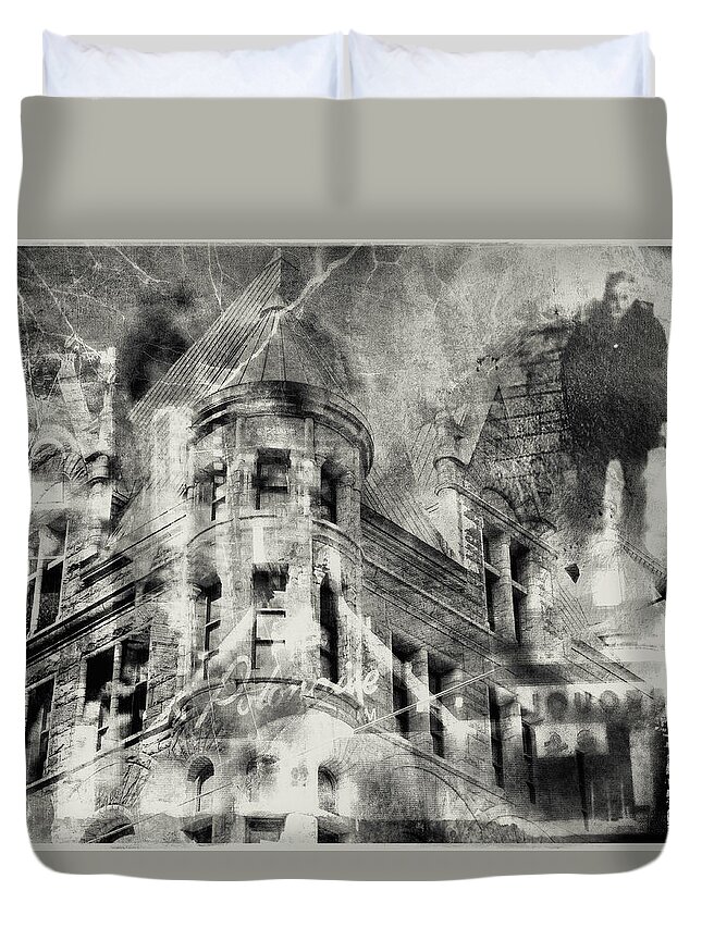  Black And White Duvet Cover featuring the photograph Haunted by The Past by Susan Stone