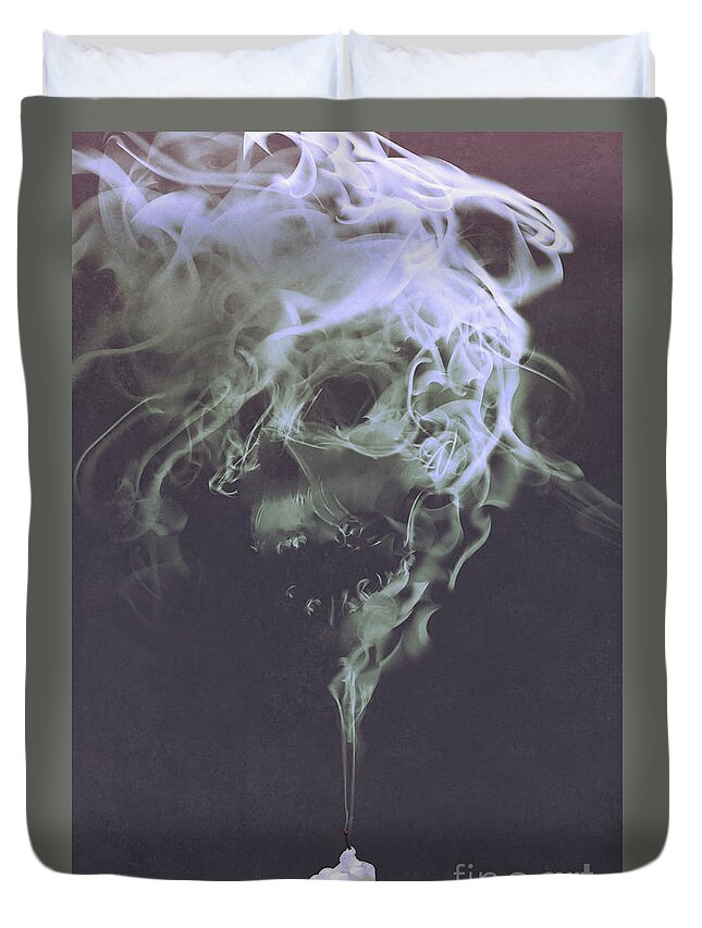 Acrylic Duvet Cover featuring the painting Haunted Smoke by Tithi Luadthong