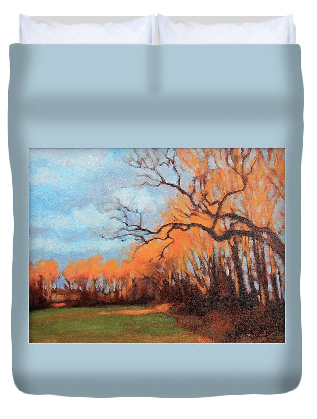Sunset Duvet Cover featuring the painting Haunting Glow by Andrew Danielsen