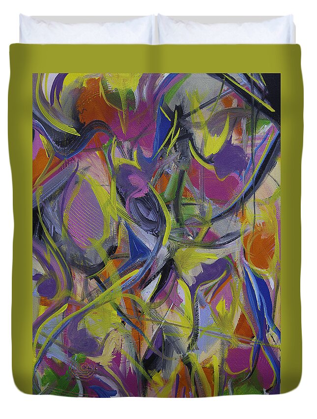 Abstract Duvet Cover featuring the painting Hava Tampa Slash by Julius Hannah