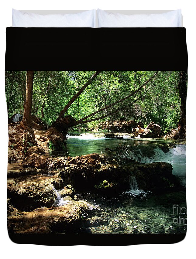 Havasupai Duvet Cover featuring the photograph Havasu Creek In Campground by Kathy McClure