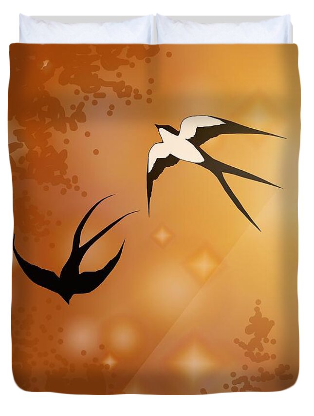 Swallow Duvet Cover featuring the digital art Haven Song by Alice Chen