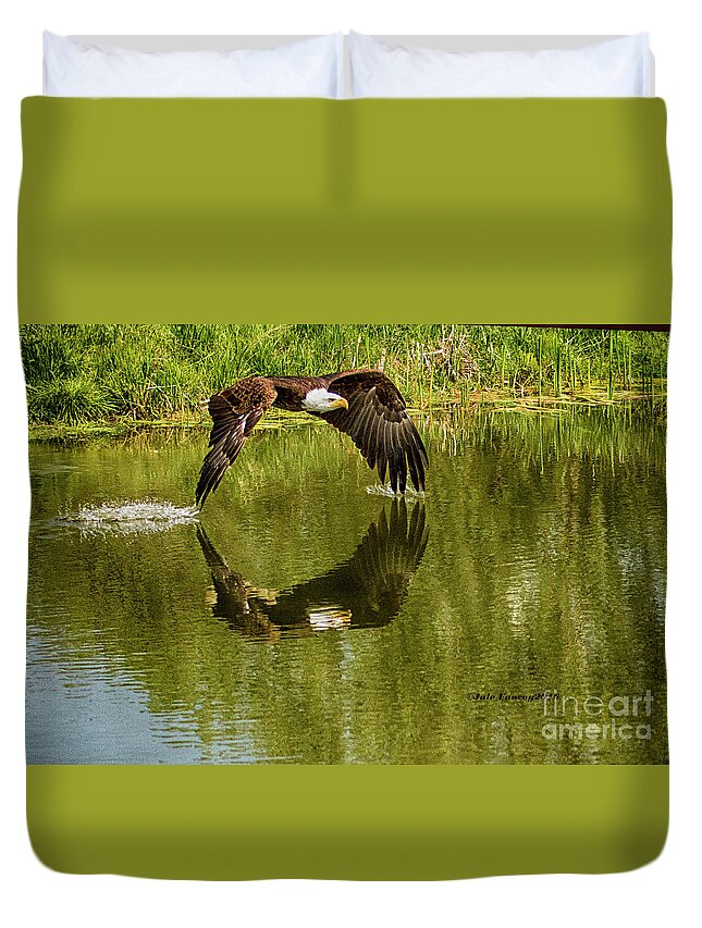 Bald Eagle Duvet Cover featuring the photograph Having a Dip by Jale Fancey