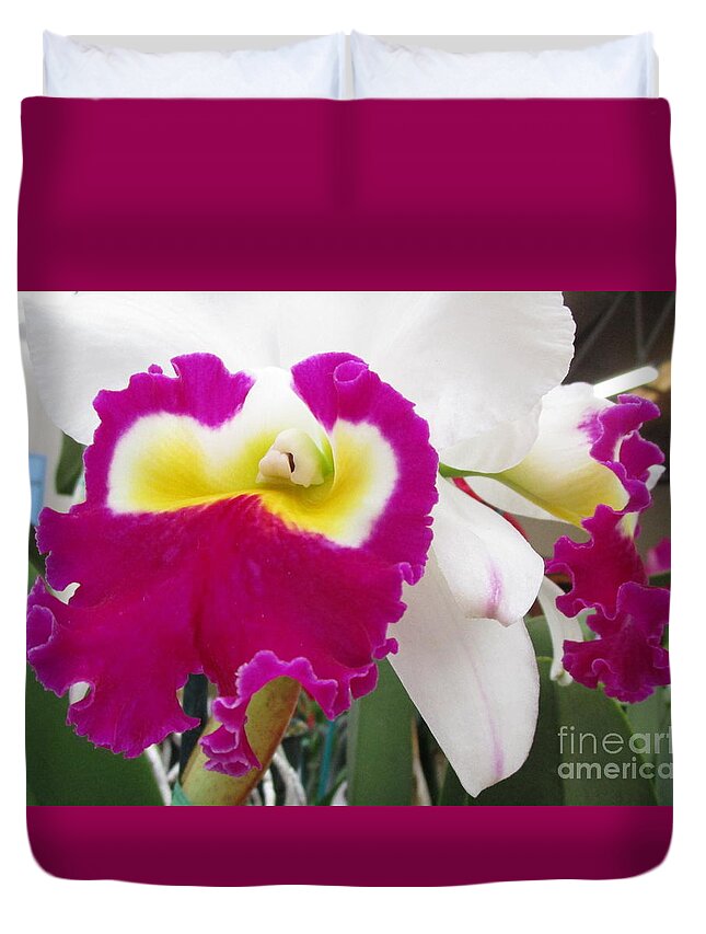 Orchid Duvet Cover featuring the photograph Hawaiian Orchid 4 by Randall Weidner