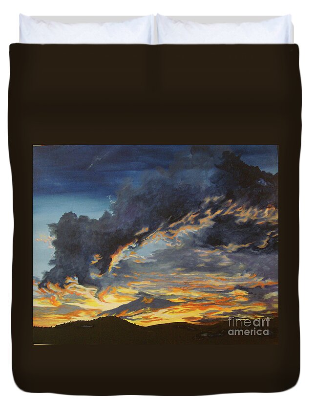 Sunset Duvet Cover featuring the painting Hawcreek 7.11 by Stuart Engel