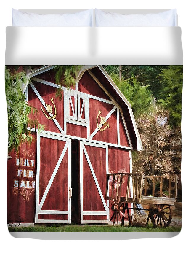 Agriculture Duvet Cover featuring the photograph Hay Fer Sale by Lana Trussell