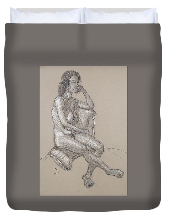 Realism Duvet Cover featuring the drawing Haydyn Seated by Donelli DiMaria