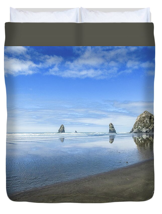 Susan Molnar Duvet Cover featuring the photograph Haystack Reflections by Susan Molnar