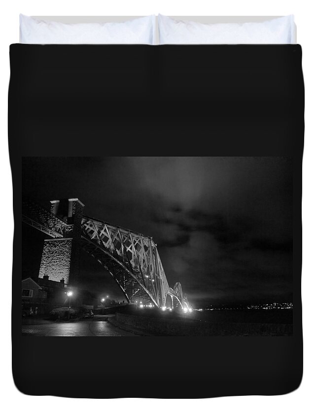 North Queensferry Duvet Cover featuring the photograph Hazy lights in the night by Elena Perelman
