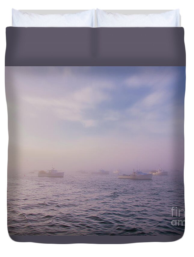Hazy Sunset In Bar Harbor Maine Duvet Cover featuring the photograph Hazy Sunset in Bar Harbor Maine by Elizabeth Dow