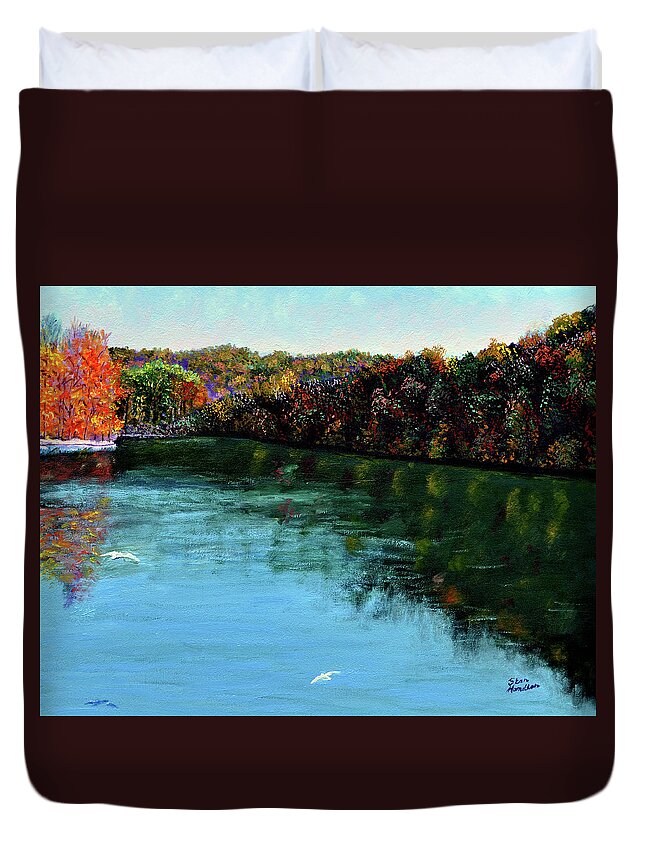 Lake Duvet Cover featuring the painting Hdemo1 by Stan Hamilton