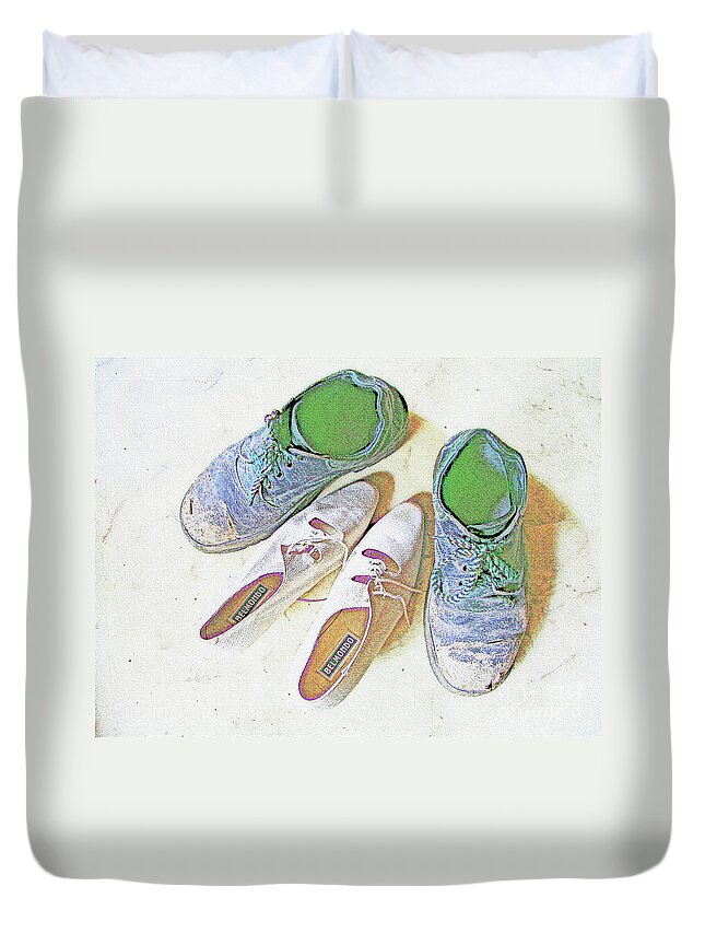 Schoes Duvet Cover featuring the digital art He and She by Eva-Maria Di Bella