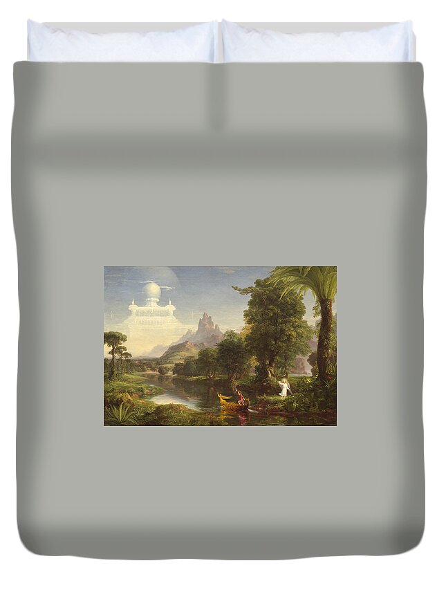 Thomas Cole Duvet Cover featuring the painting He Voyage Of Life by MotionAge Designs