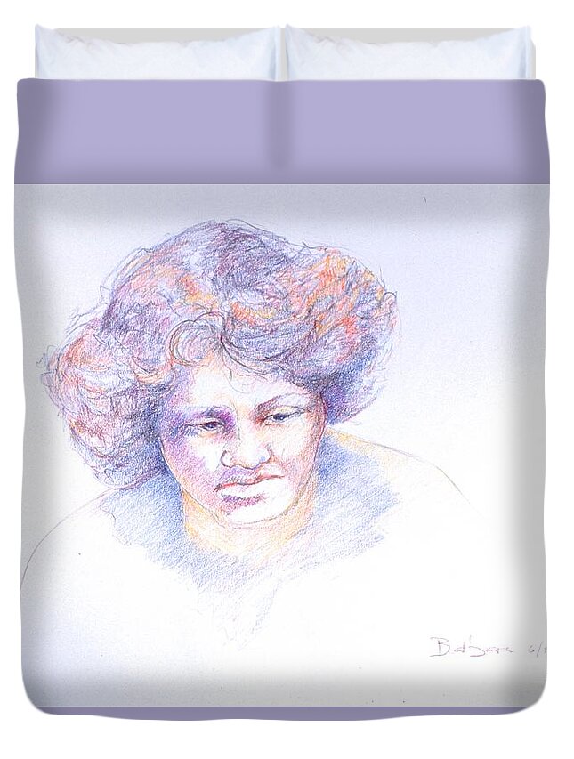 Headshot Duvet Cover featuring the painting Head Study 4 by Barbara Pease