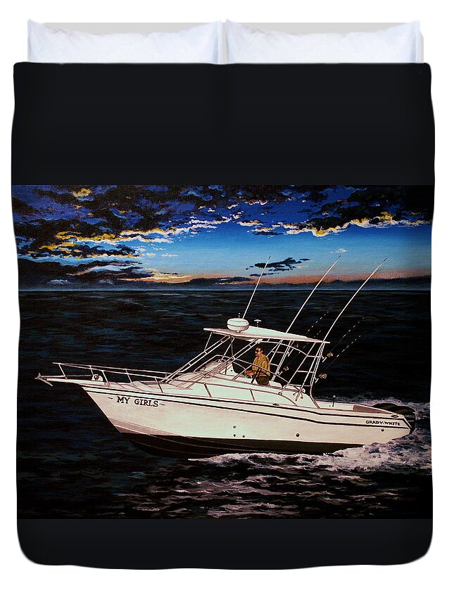 Seascape Duvet Cover featuring the painting Heading Home by Daniel Carvalho