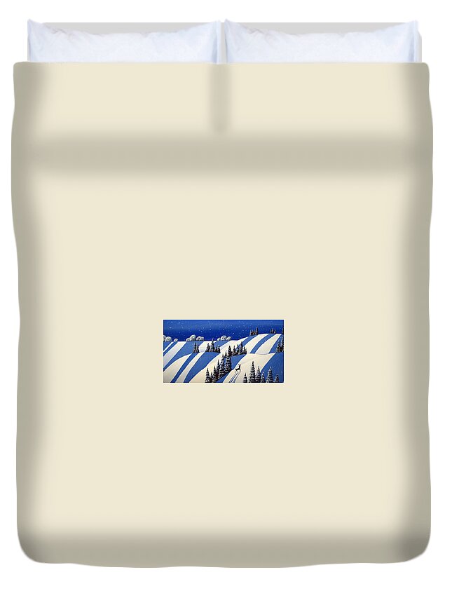 Art Duvet Cover featuring the painting Heading North - modern winter landscape by Debbie Criswell