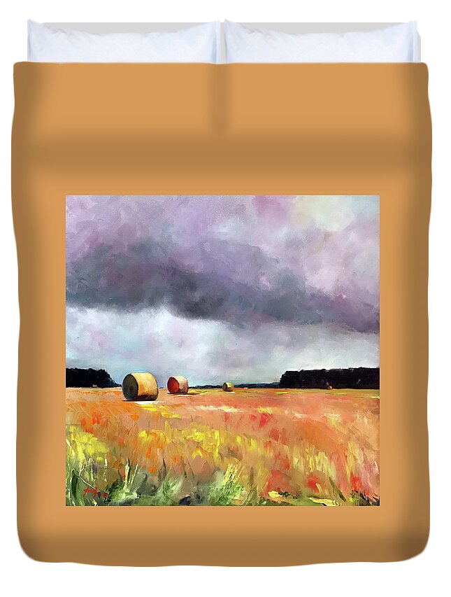  Duvet Cover featuring the painting Heading to the Beach by Josef Kelly