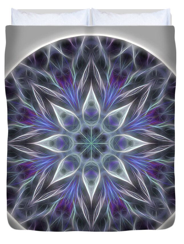 Mandala Duvet Cover featuring the digital art Health and Happiness Mandala by Beth Sawickie