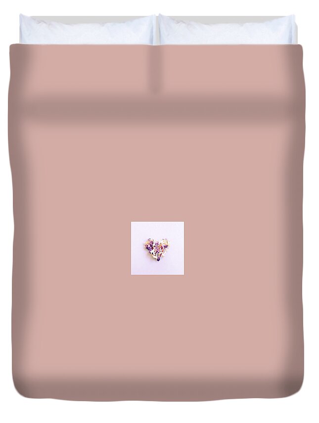 Heart Duvet Cover featuring the photograph Heart of petals by Judith Sayrach