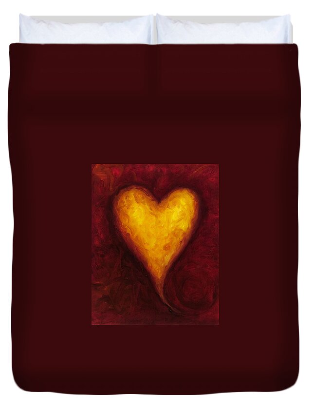 Heart Duvet Cover featuring the painting Heart of Gold 1 by Shannon Grissom